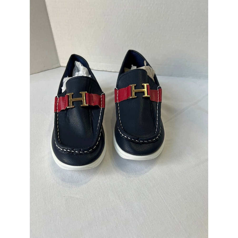 Slip-on Loafer ladies navy and red shoes, size 7.5 Preppy 90s Grandmacore